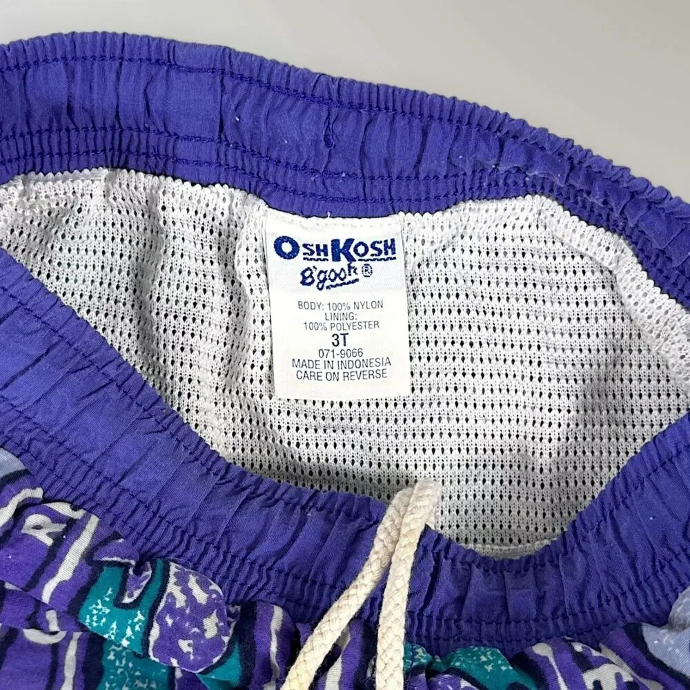 Vtg Oshkosh B'gosh Boys Swimming Trunks Trusts Tide Tag Purple Blue Size 3T